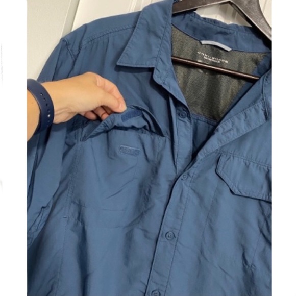 Men’s Columbia Omni-Shade Blue SS Button-Down Shirt, XL - Picture 3 of 13